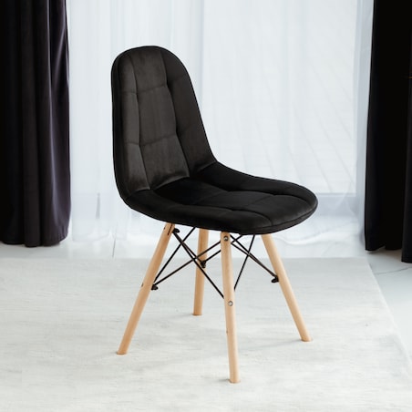 Krzesło tapicerowane skandynawskie nowoczesne welurowe czarne