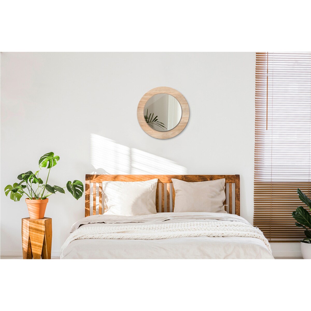 Lustro z nadrukiem Ø 50 - Ø 36 cm Boho Drewno