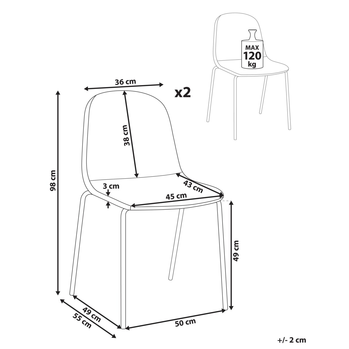 Zestaw 2 krzeseł konferencyjnych LOMA Boucle Złamana biel