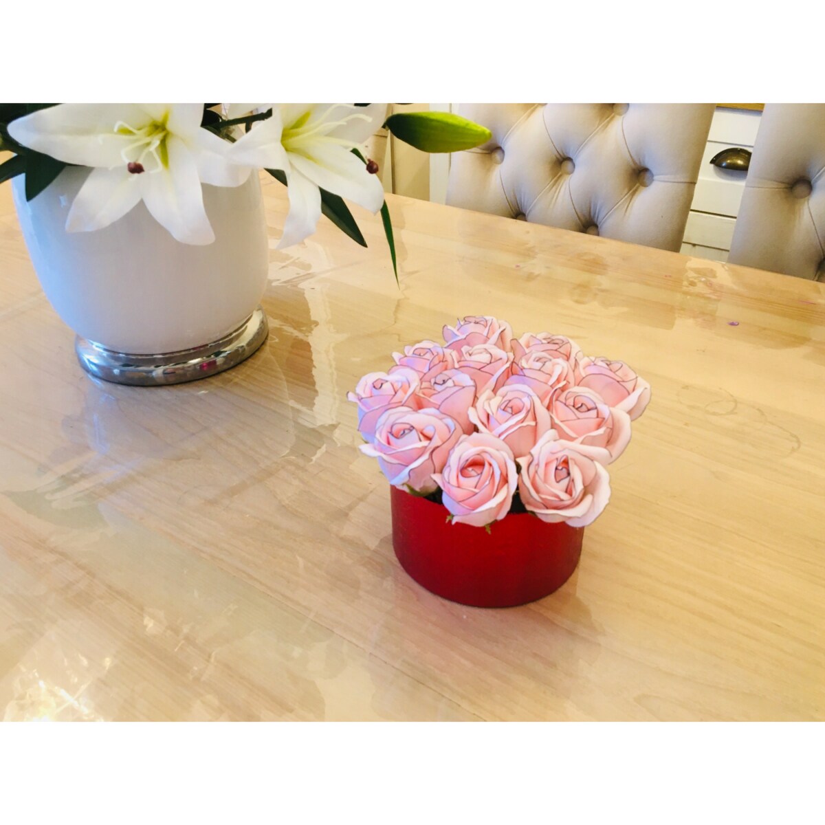 FLOWER BOX KWIATY MYDLANE w pudełku urodziny upominek powitanie przyjęcie