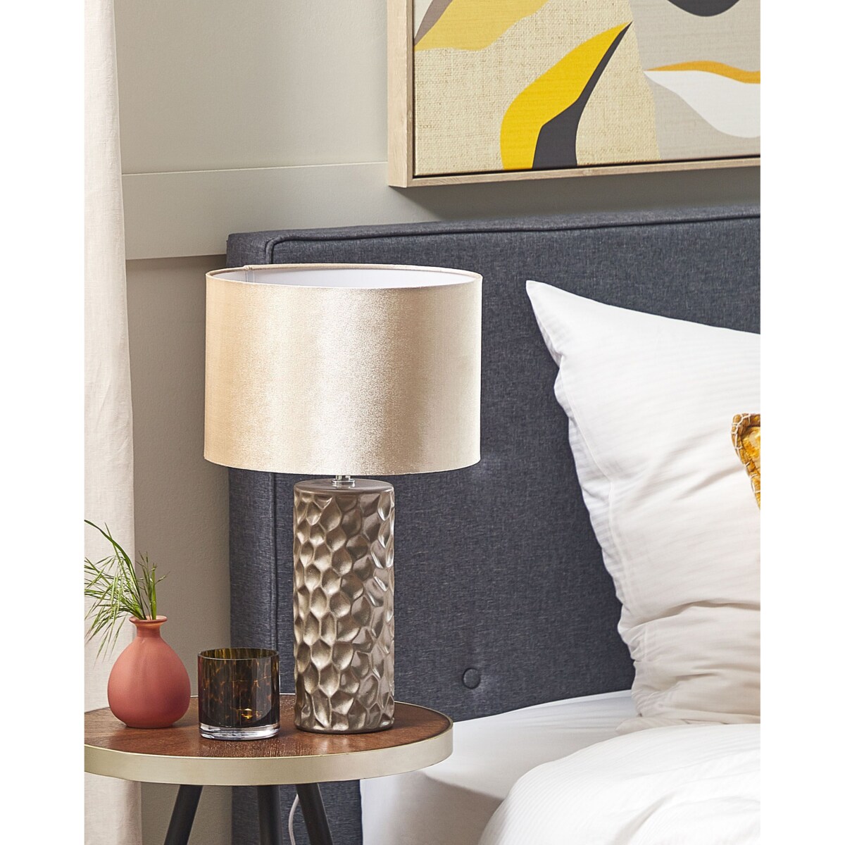 Lampa stołowa ceramiczna złota SANKURU