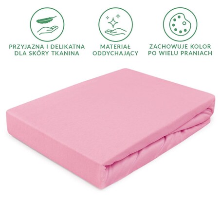 Prześcieradło jersey z gumką 60x120 kolor Jasny róż