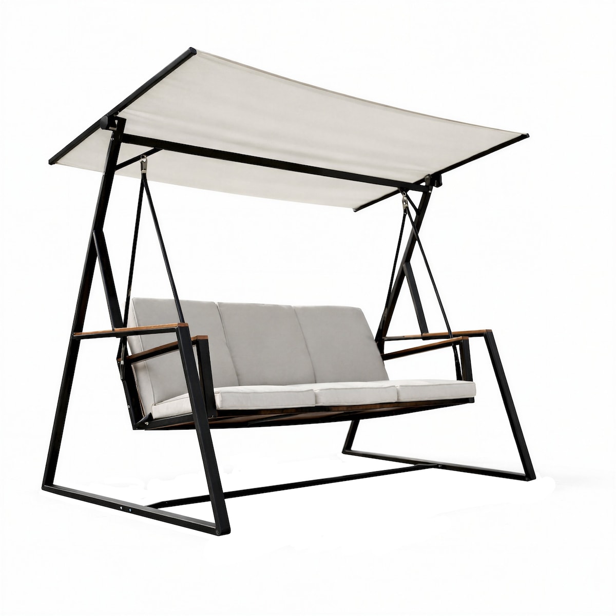 Huśtawka OGRODOWA 3-osobowa bujana z DASZKIEM duża METALOWA wolnostojąca