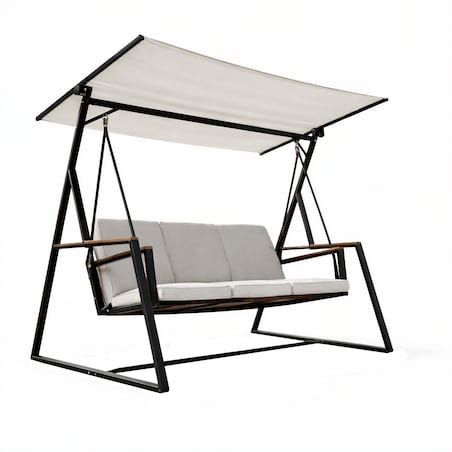 Huśtawka OGRODOWA 3-osobowa bujana z DASZKIEM duża METALOWA wolnostojąca