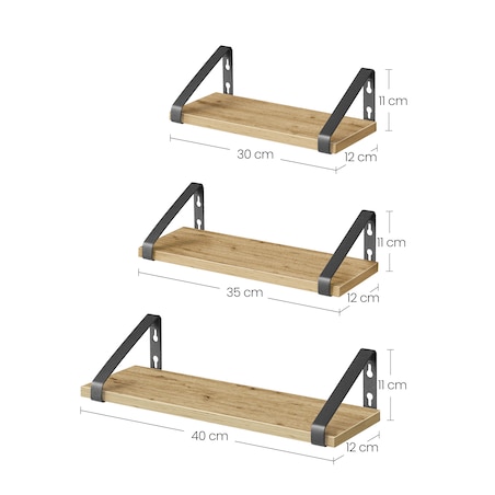 Półki 3 Sztuki do salonu, Artisan, w stylu nowoczesnym, czarny