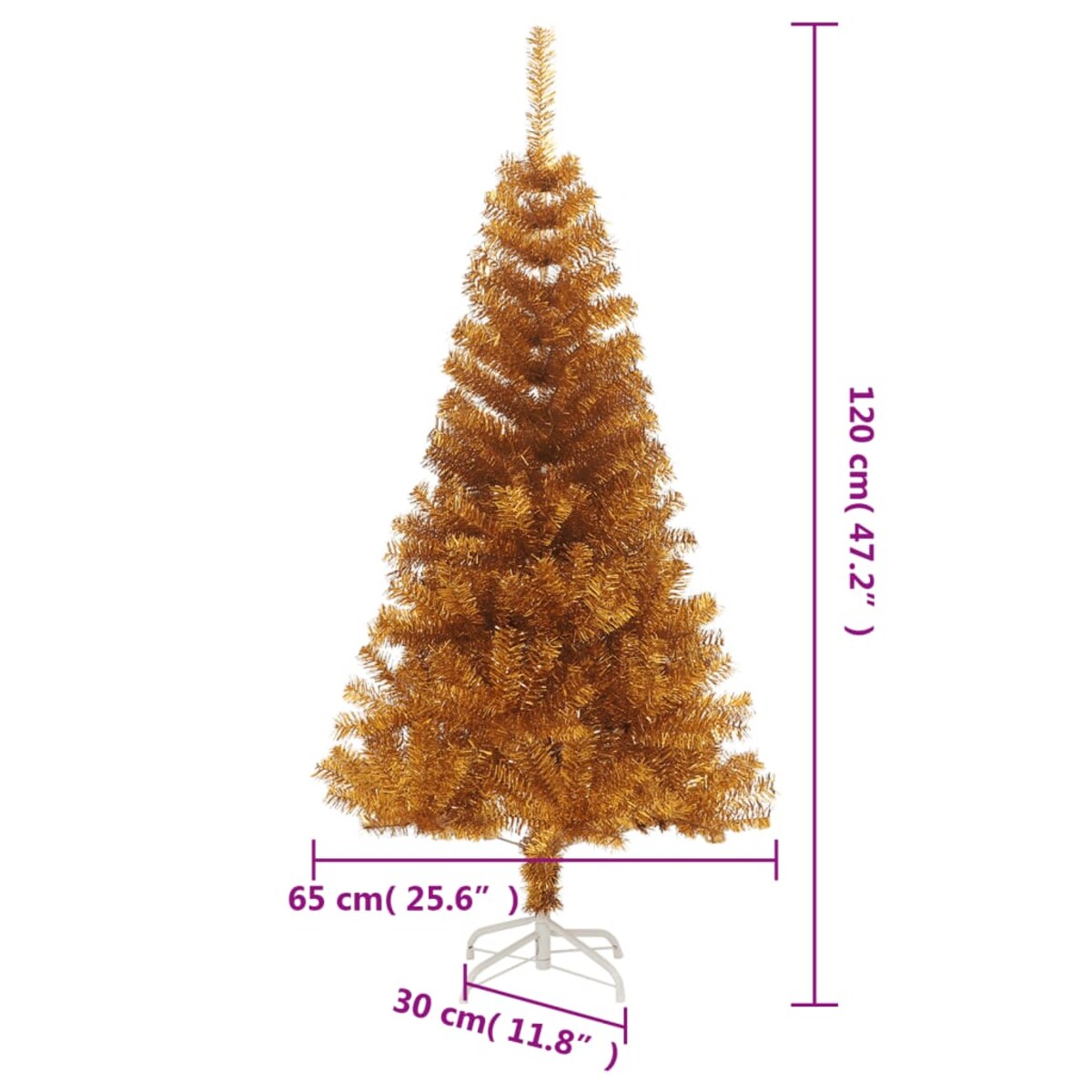 vidaXL Sztuczna choinka ze stojakiem, złota, 120 cm, PET