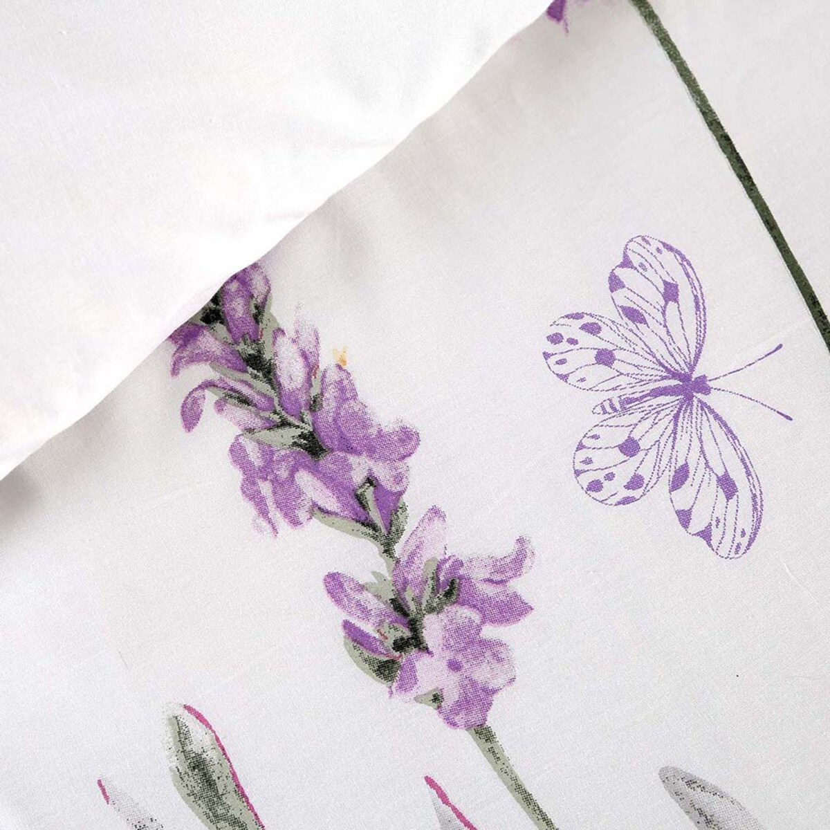 Pościel bawełniana 180x200 Lavenda biała z motywem fioletowej lawendy, Cottonlove