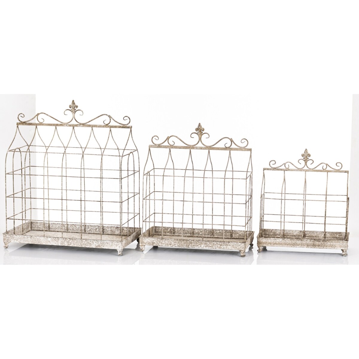 Klatki dekoracyjne metalowe 3 sztuki 69x58x31,5 i 59x50x27 i 48x41x21,5 cm BURE