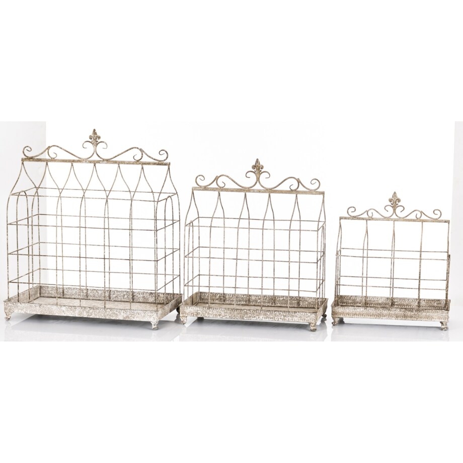 Klatki dekoracyjne metalowe 3 sztuki 69x58x31,5 i 59x50x27 i 48x41x21,5 cm BURE