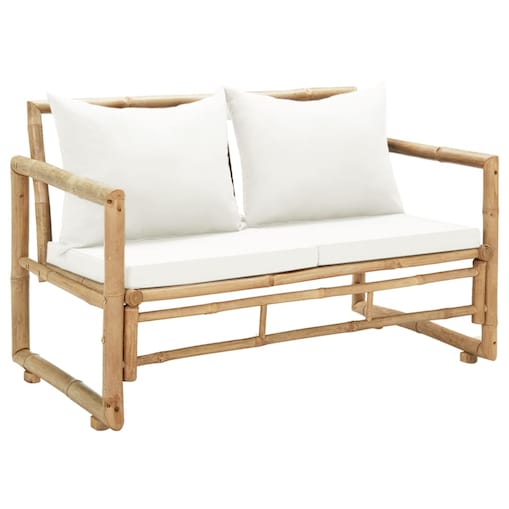 vidaXL 2-osobowa sofa ogrodowa z poduszkami, bambus