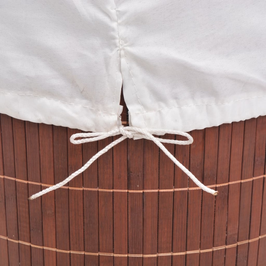 vidaXL Bambusowy kosz na pranie, okrągły, brązowy