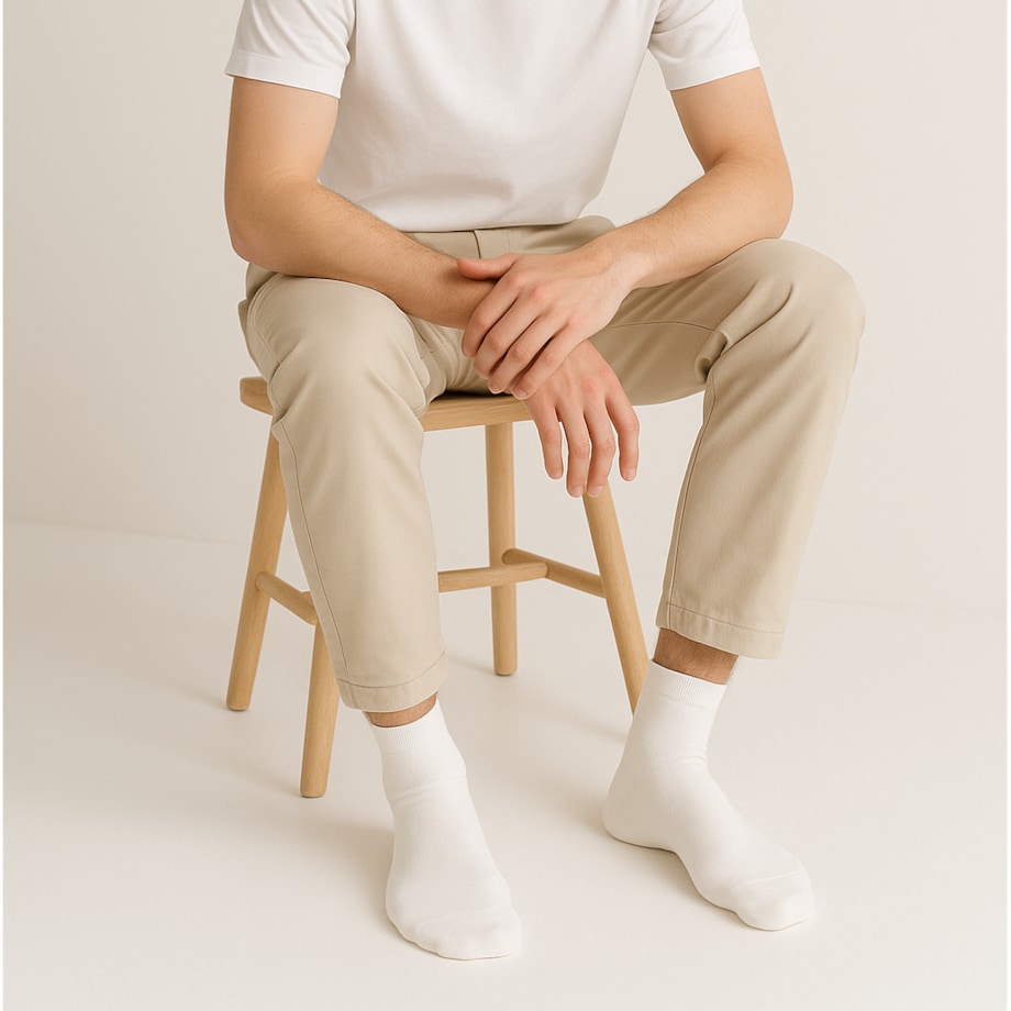 Białe skarpety męskie – Klasyczna bawełna premium 39–43