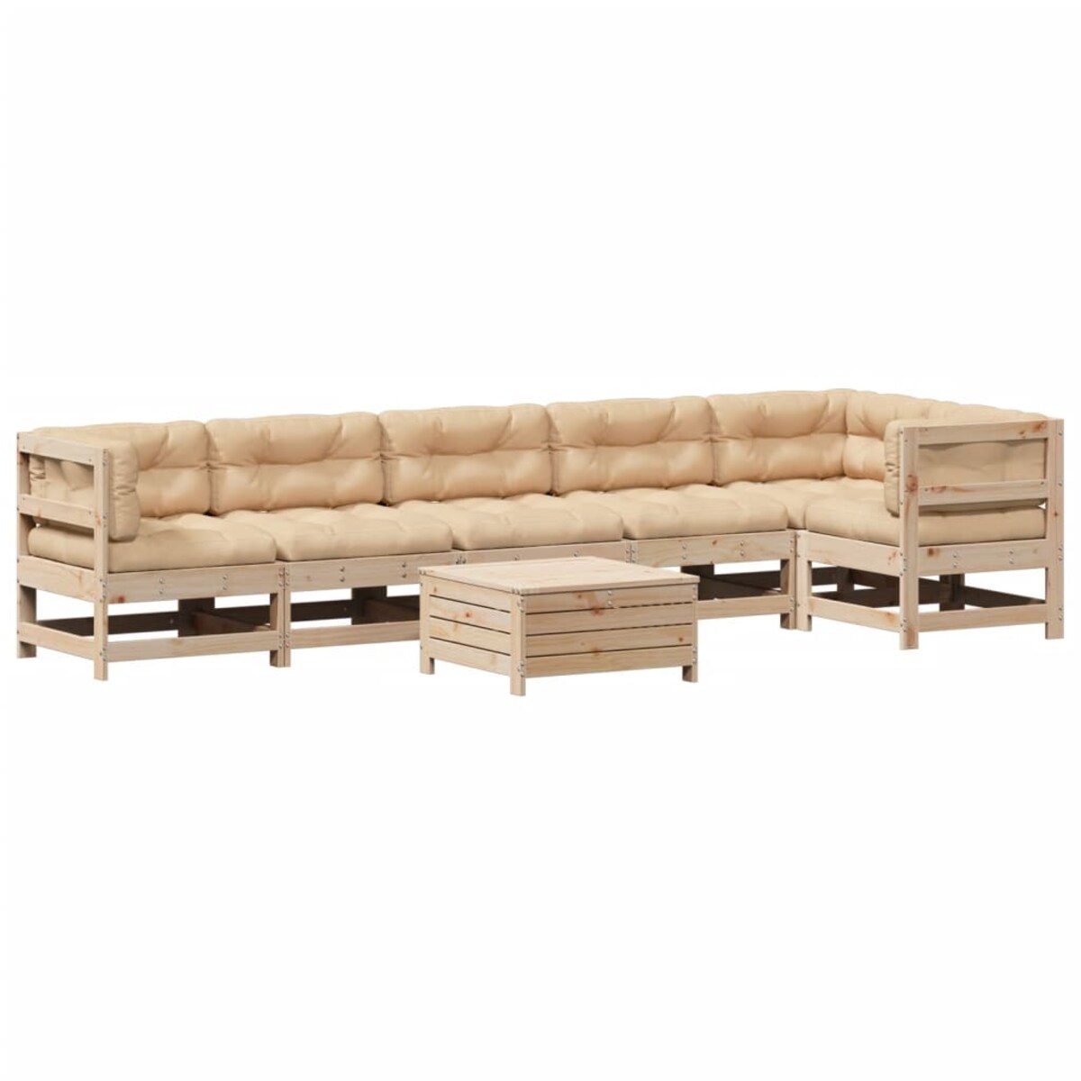 vidaXL 7-cz. zestaw mebli ogrodowych z poduszkami, lite drewno sosnowe