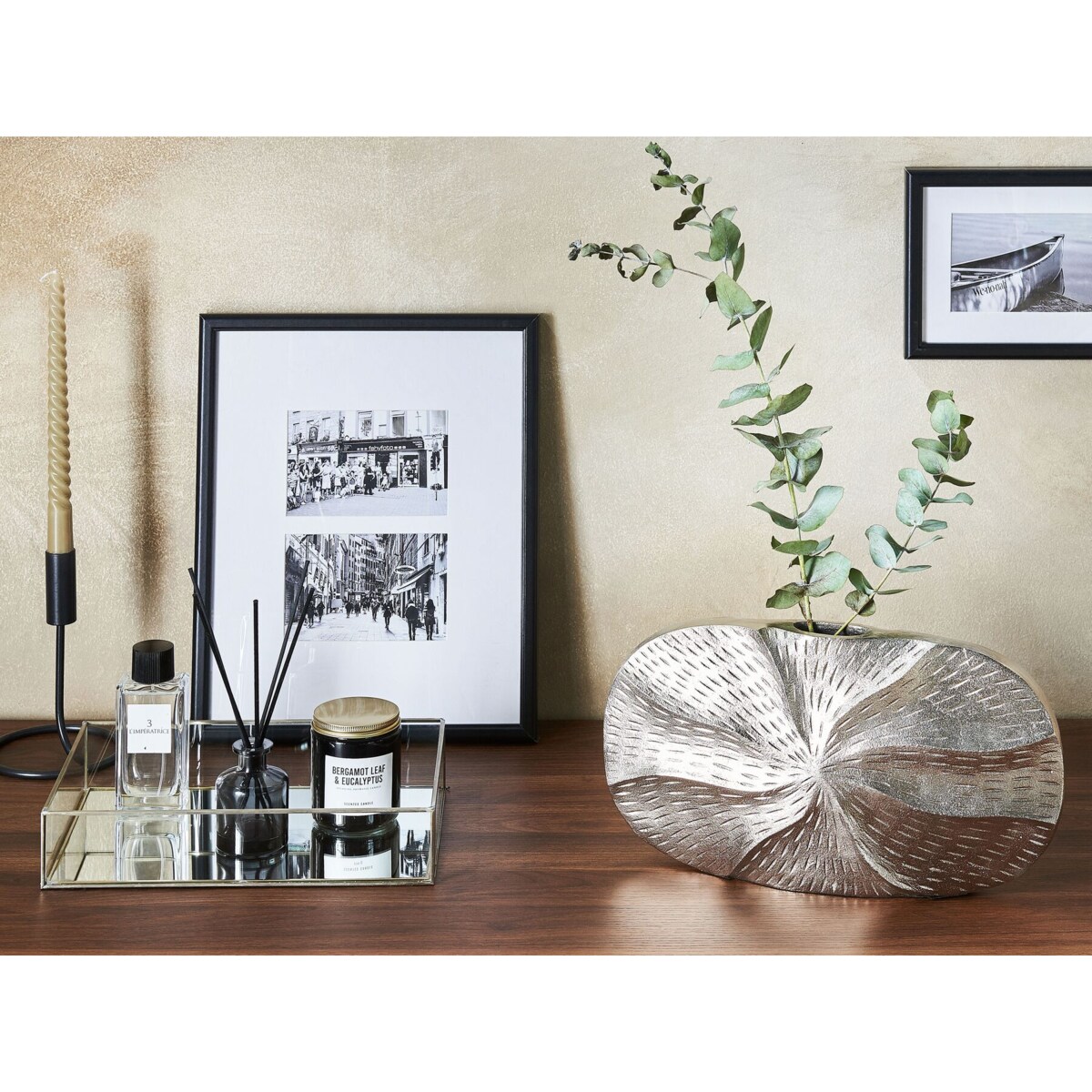 Wazon na kwiaty metalowy srebrny URGENCH