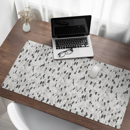 Czarno-Biała mata na biurko Mozaika terrazzo, 120x60 cm