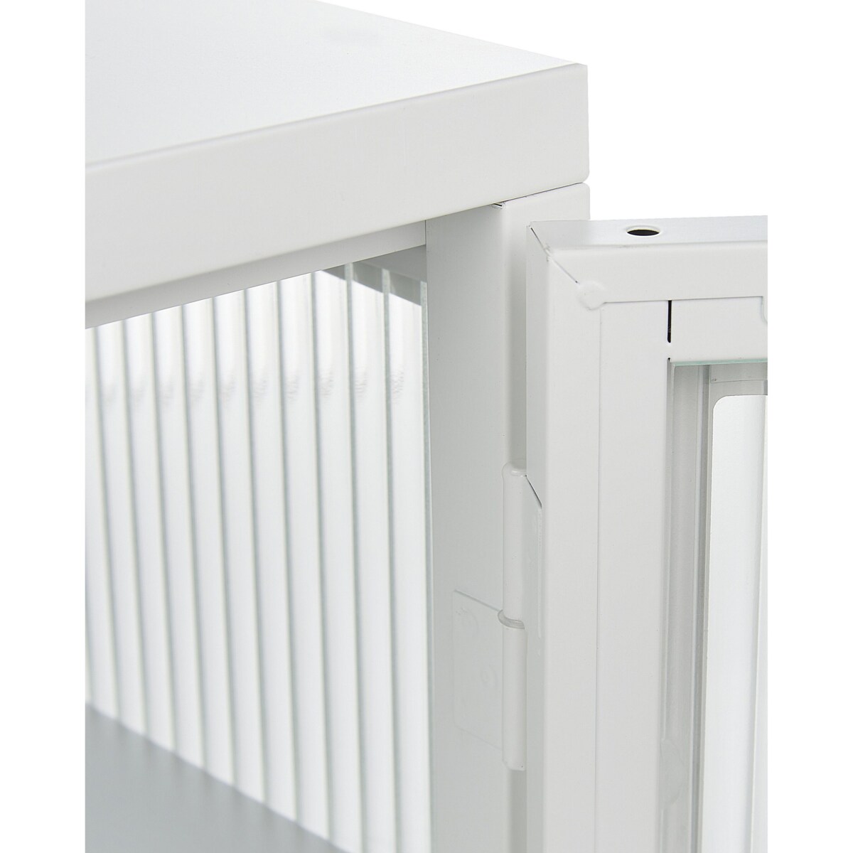 Szafka trzydrzwiowa metalowa ze szklaną gablotą biała DEVON