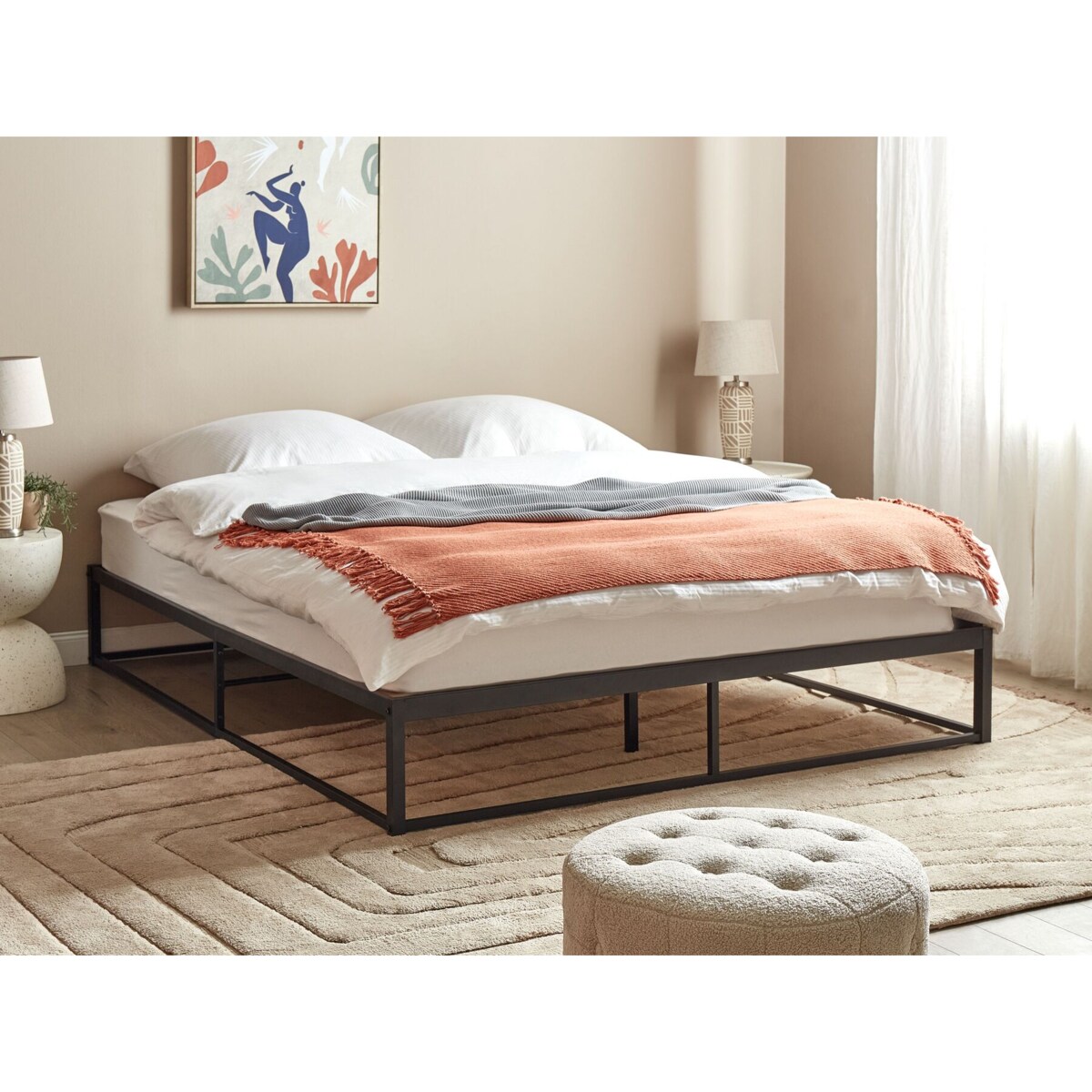 Łóżko metalowe 160 x 200 cm czarne VIRY