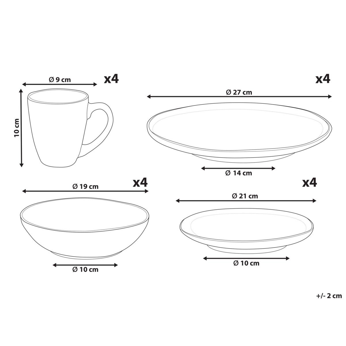 16-częściowy zestaw naczyń z kamionki ciemnozielony THYME