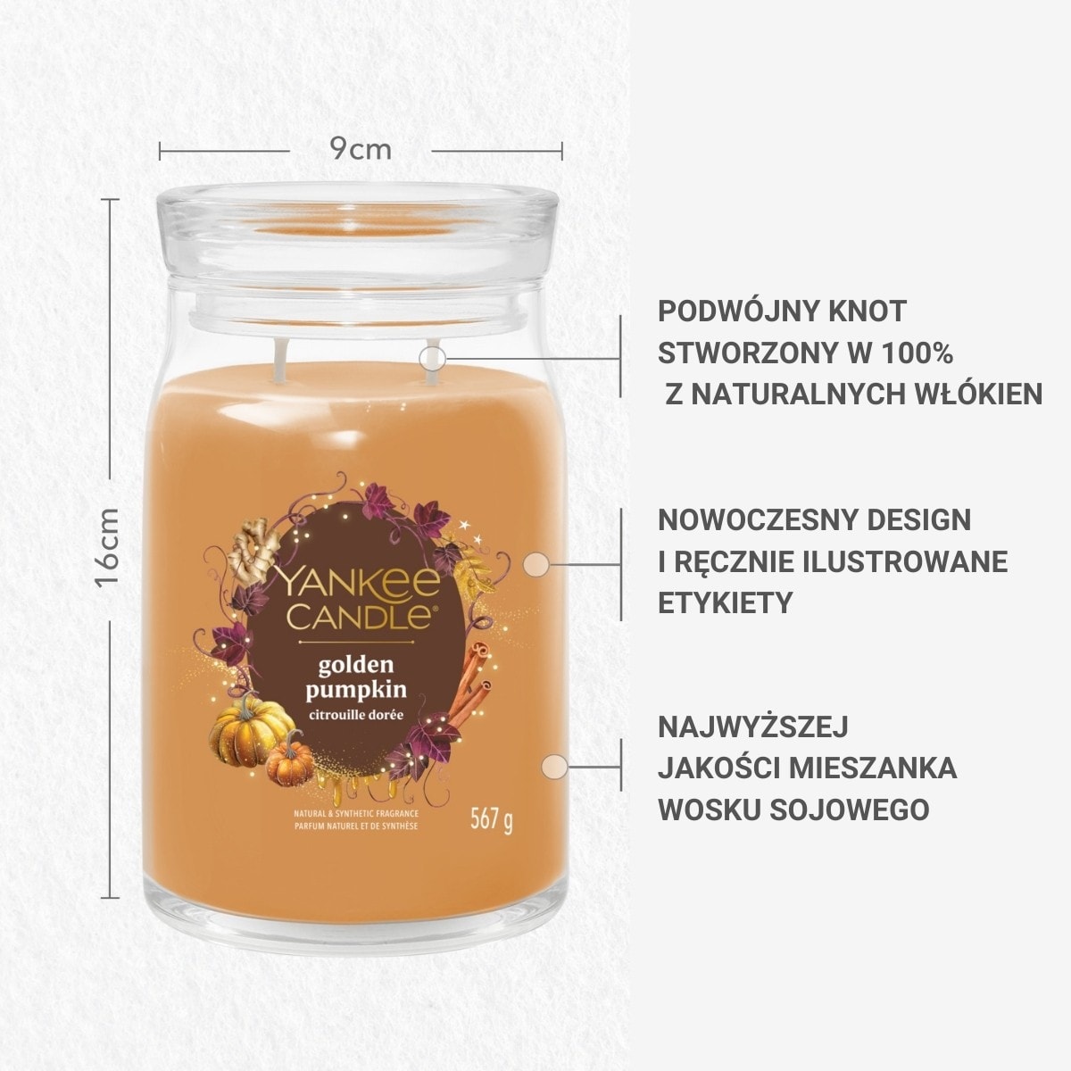 YC SIGNATURE – Świeca duża GOLDEN PUMPKIN