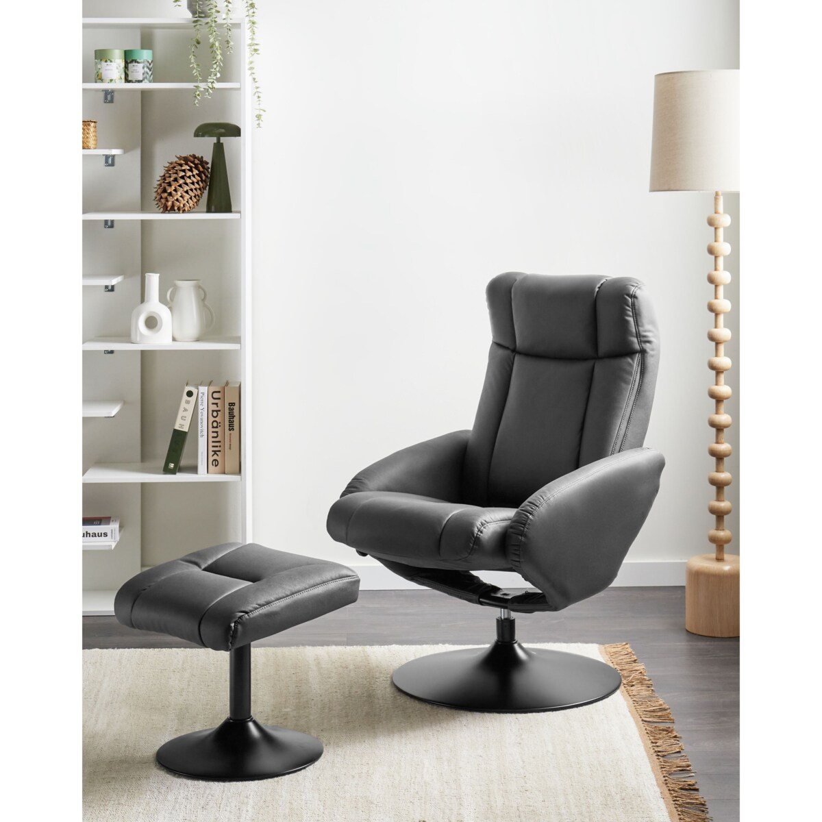 Rozkładany fotel APATE Ekoskóra Czarny