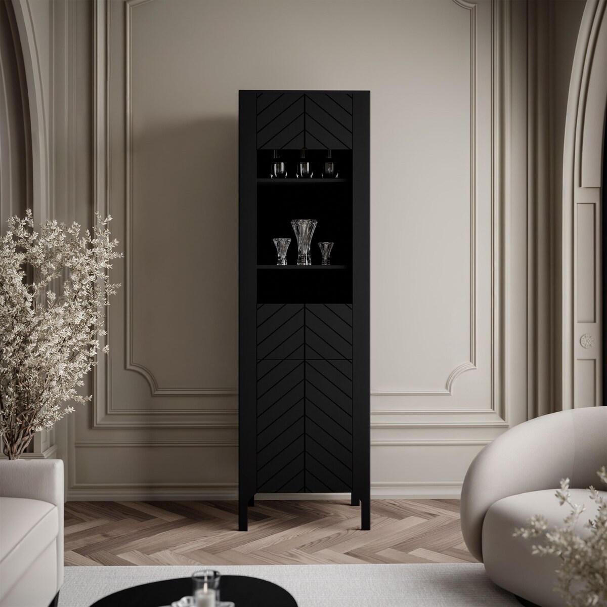 Przeszklona witryna LUMI, czarna