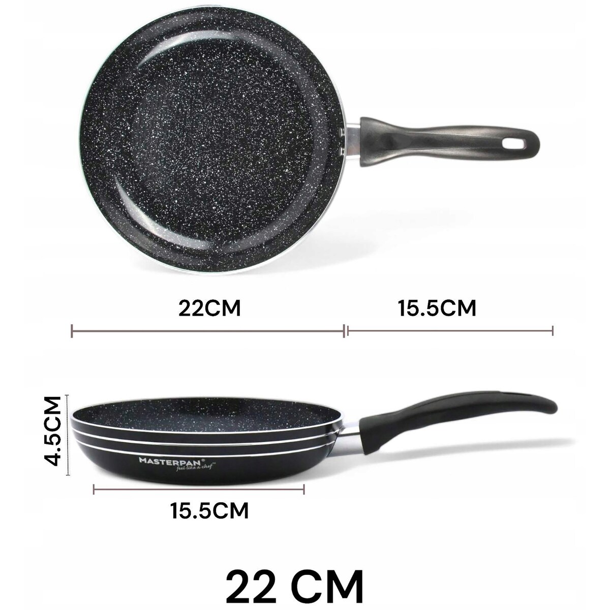 Lekka Patelnia Granitowa 22 Cm Plaster Miodu Indukcja Gaz 1.4L 4.5 Cm