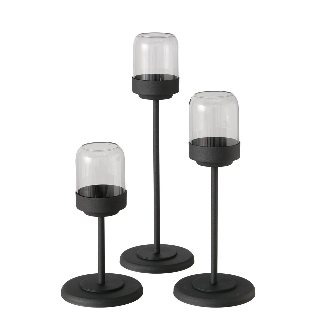 Zestaw metalowych lampionów ze szklaną kopułą SENZA, 3 szt