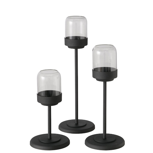 Zestaw metalowych lampionów ze szklaną kopułą SENZA, 3 szt