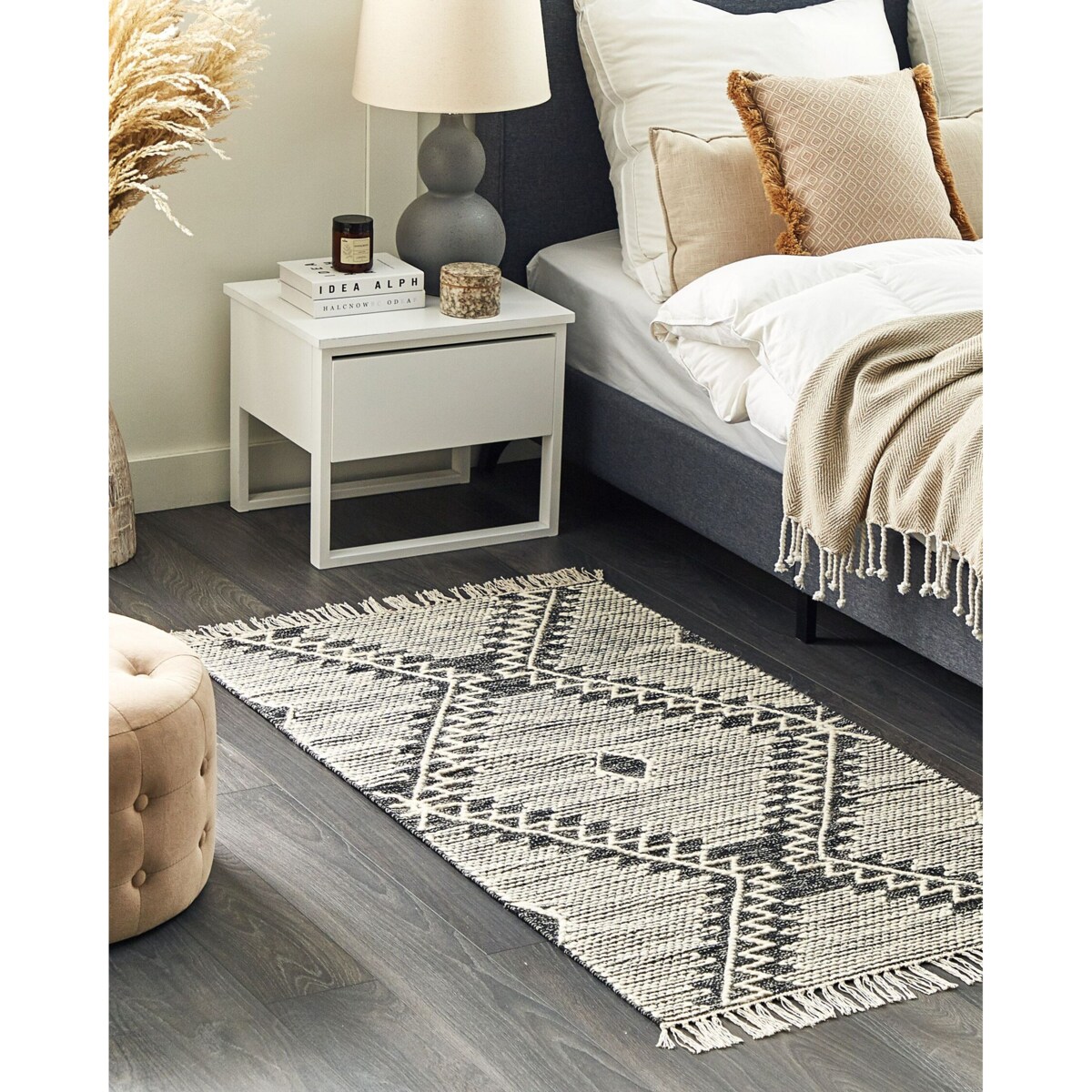 Dywan bawełniany 80 x 150 cm biało-czarny ARBAA