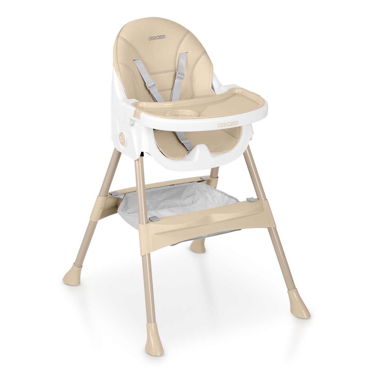 Krzesełko do karmienia dla dzieci Ricokids Mani beżowe 3w1 regulowane fotelik tacka