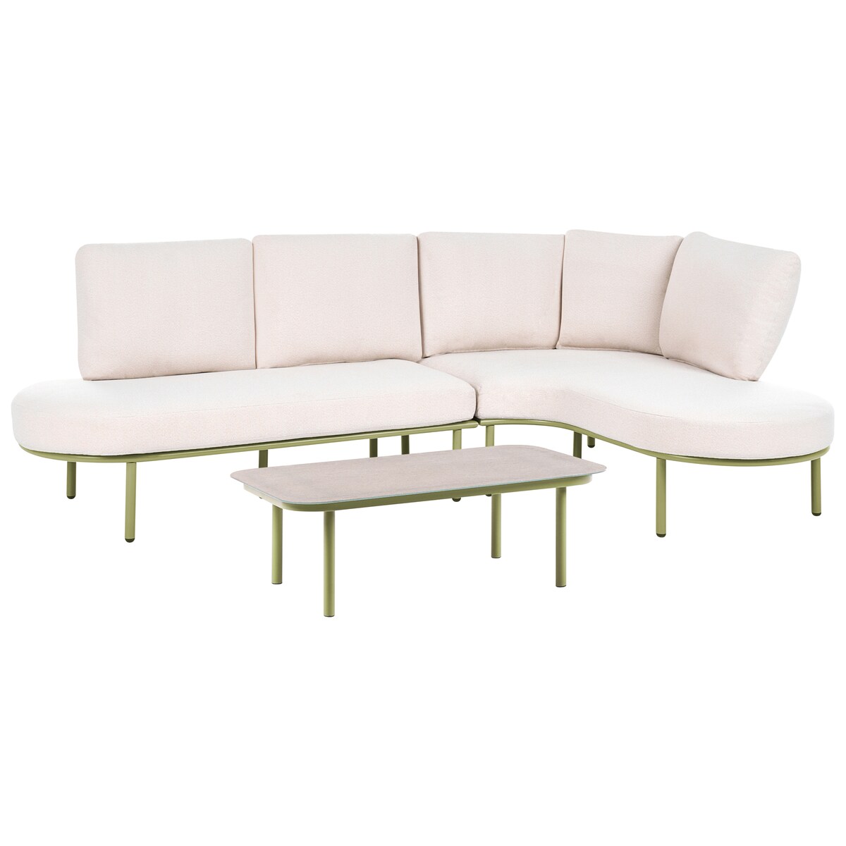 Sofa ogrodowa ze stolikiem dla 4 osób POLLINA Metal Zielony