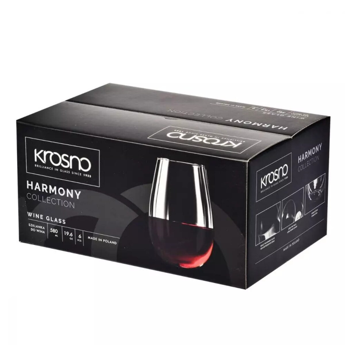 Piękne Szklanki do Wina Wody Soku Drinków Krosno Harmony 580 ml 6 sztuk