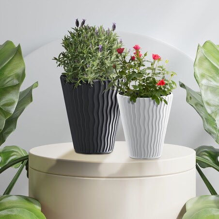 Doniczka Donica Ogrodowa 29,7/34,9/39 Cm Zestaw Na Taras Do Ogrodu Domu Biała