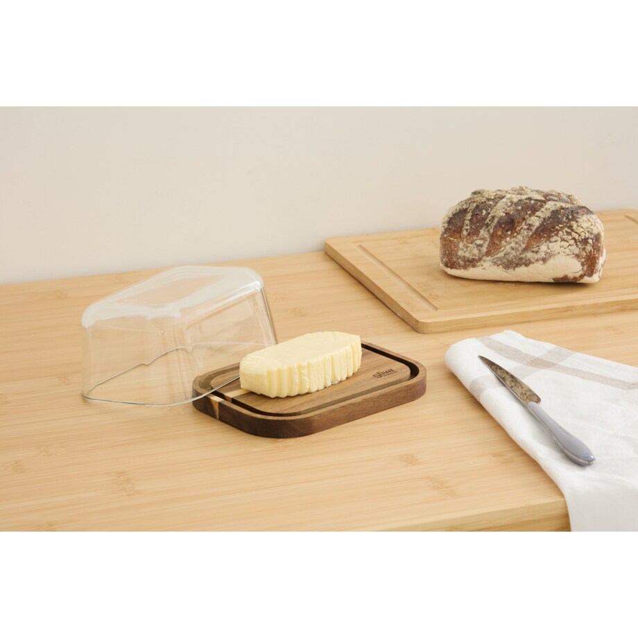 Maselniczka ze szkła i drewna 8,4x17,7x12,7 cm