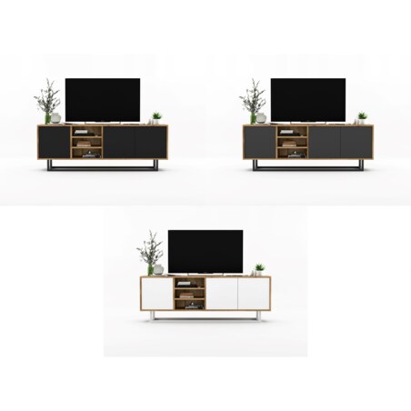 Industrialna Szafka RTV Loft Komoda RTV Dąb Wotan Biały MAT 150 cm