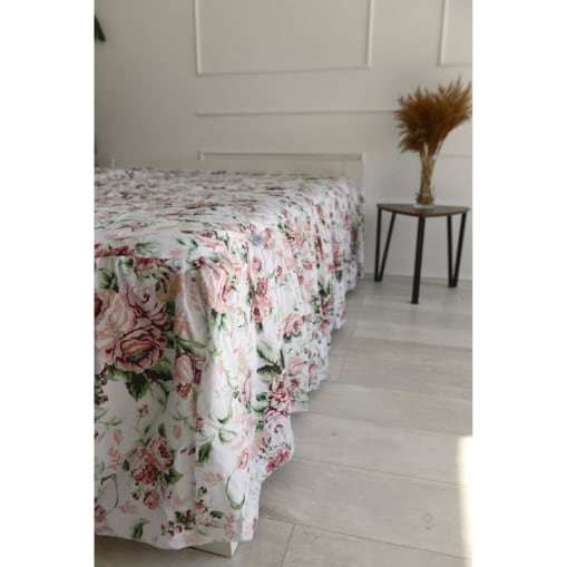 Prześcieradło z falbanką - retro kwiaty 140/200