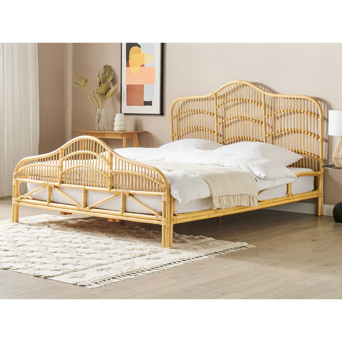 Łóżko Rattan DOMEYROT 180 x 200 cm Jasnobrązowy