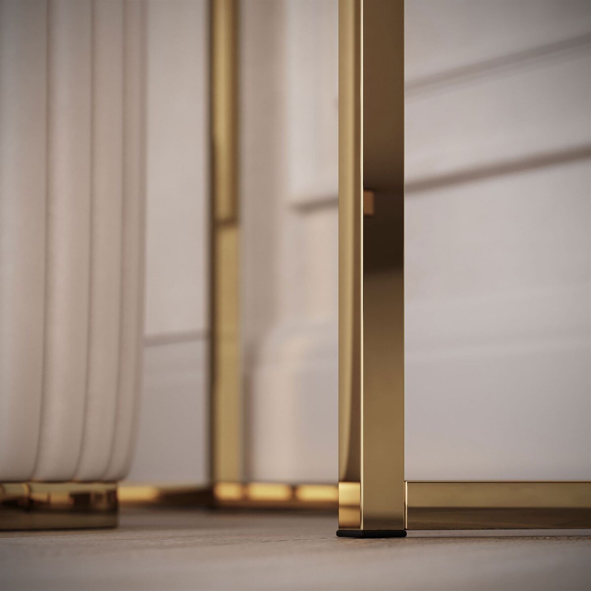 Toaletka kosmetyczna QUINNIE KASZMIR z lustrem LED złoty chrom, prawa, push-to-open