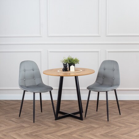 Krzesło tapicerowane welurowe pikowane do salonu jadalni szare z guzikami