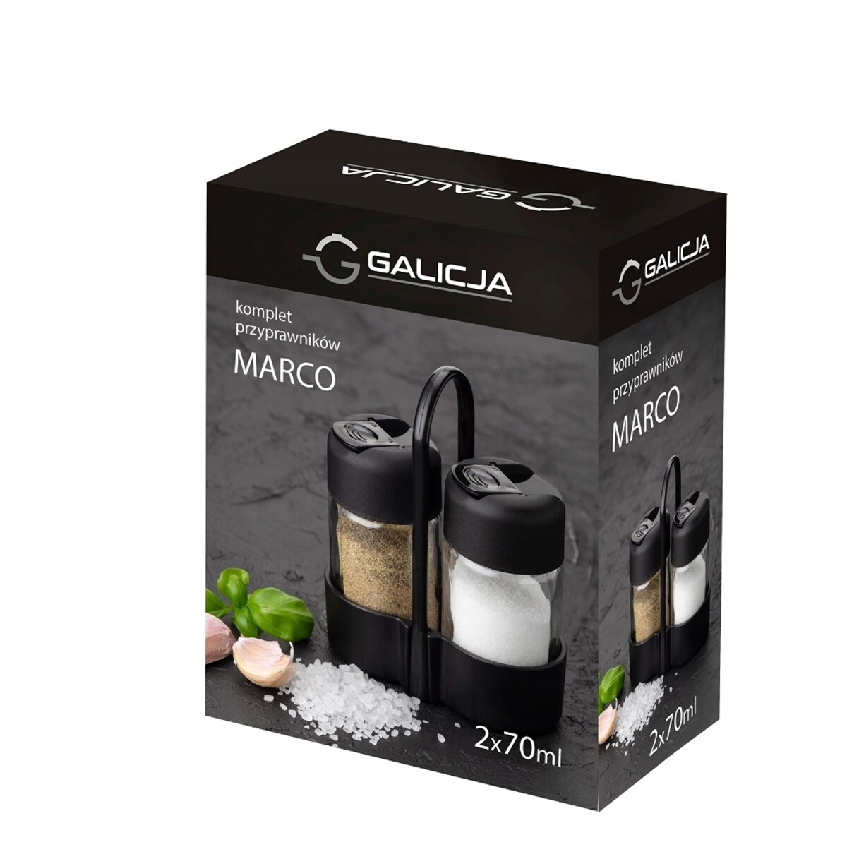 PRZYPRAWNIK na stół restauracji domu CZARNY solniczka pieprzniczka pojemnik