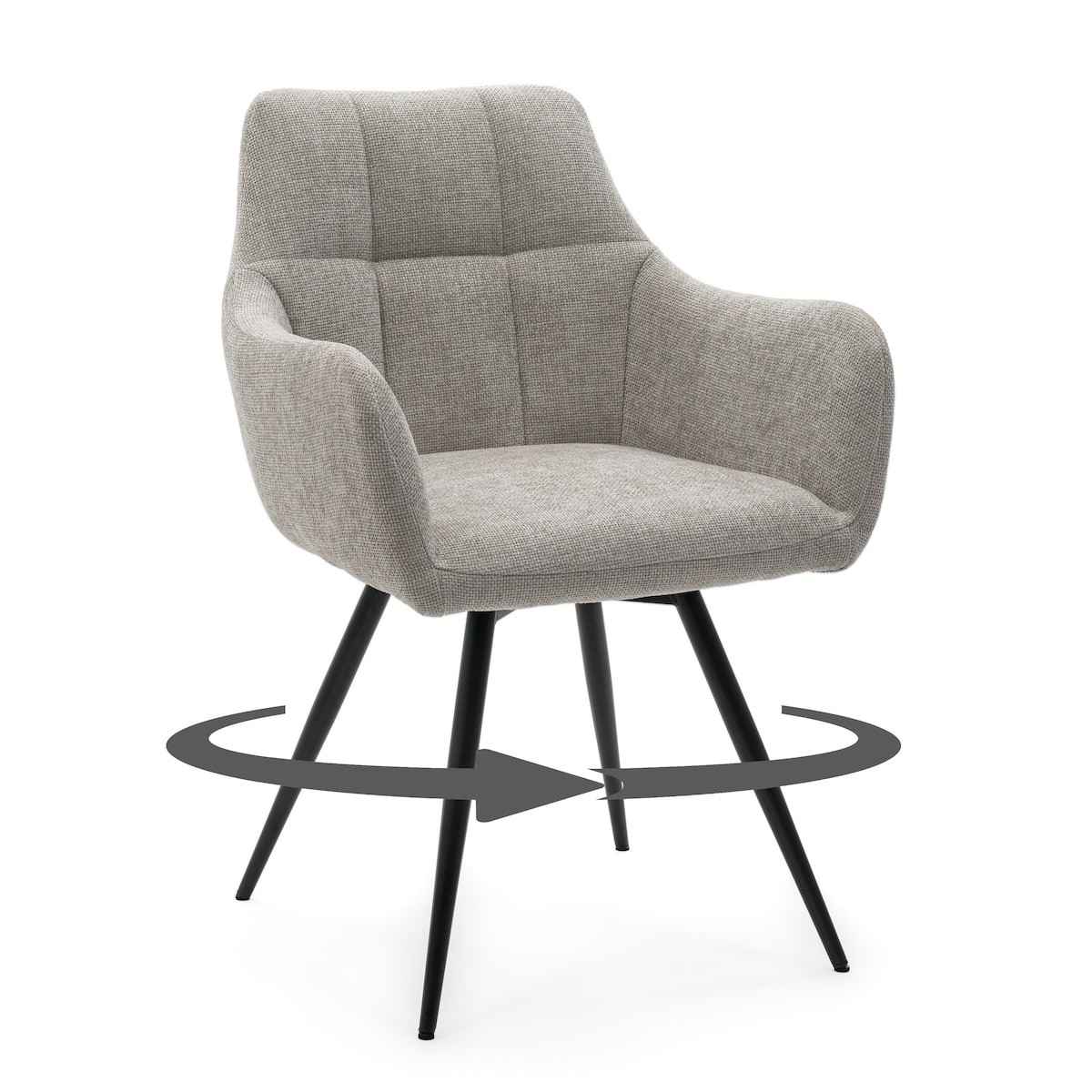 Krzesło tapicerowane obrotowe szenilowe do salonu LUGANO jasnoszare