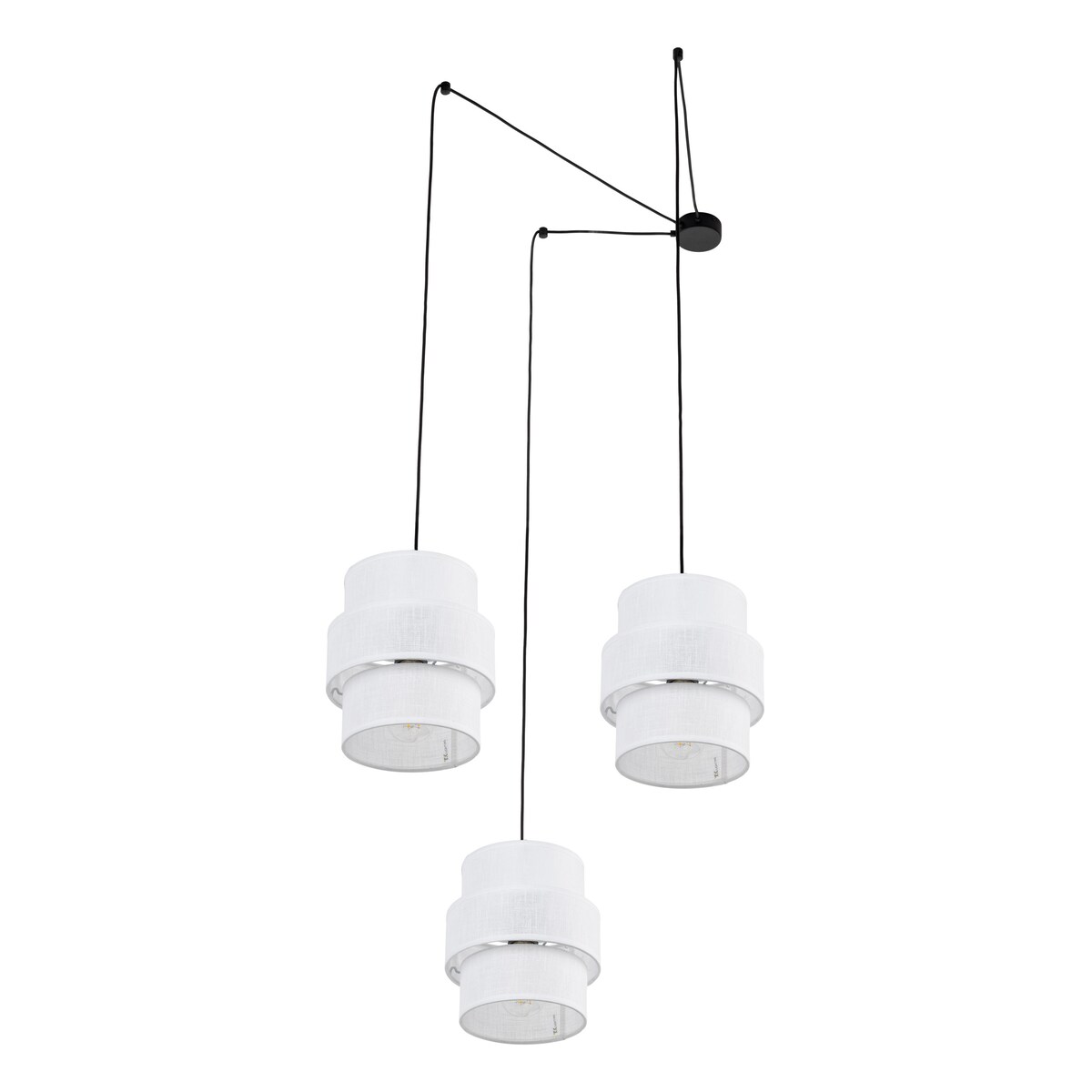 Nowoczesna lampa sufitowa TK Lighting CALISTO WHITE 5975, 3xE27, biało-czarna, regulowana wysokość, do salonu i jadalni