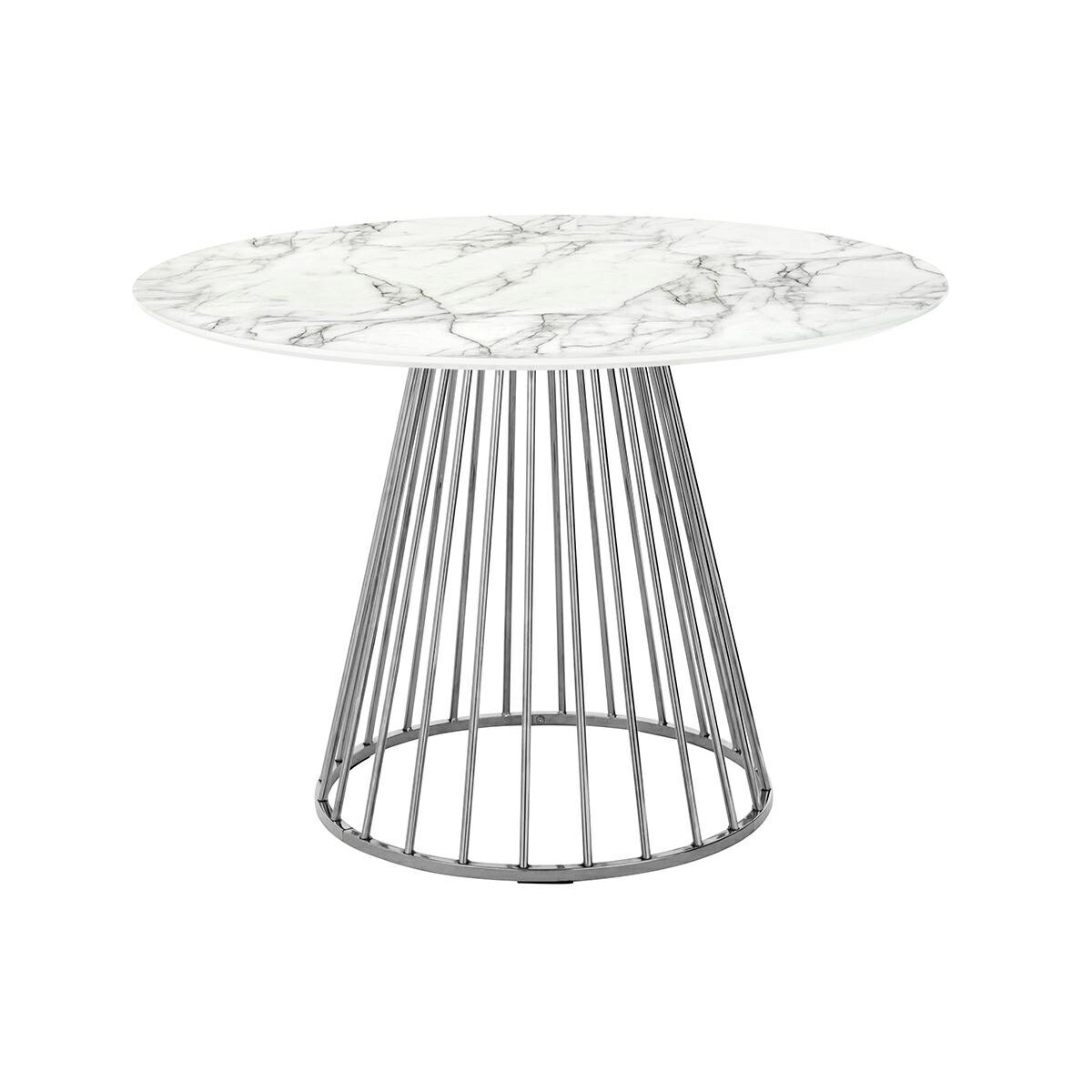 Stół GLAM MARBLE 110 - MDF, chromowana podstawa