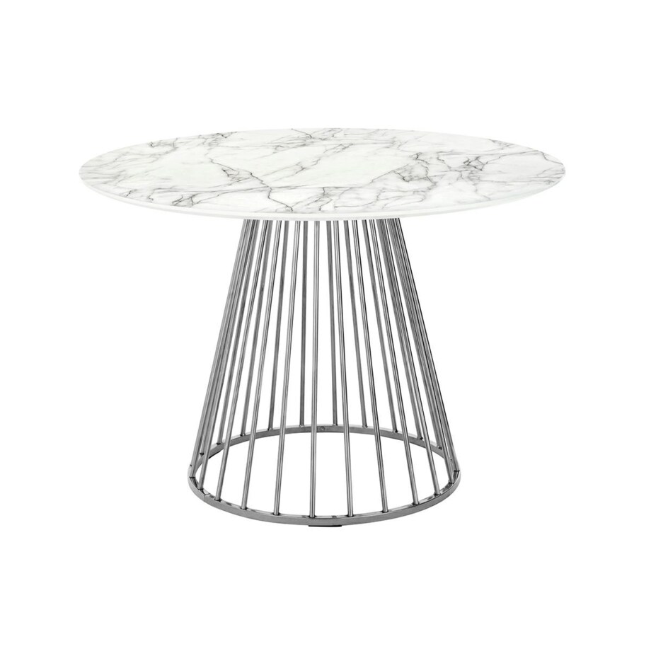 Stół GLAM MARBLE 110 - MDF, chromowana podstawa