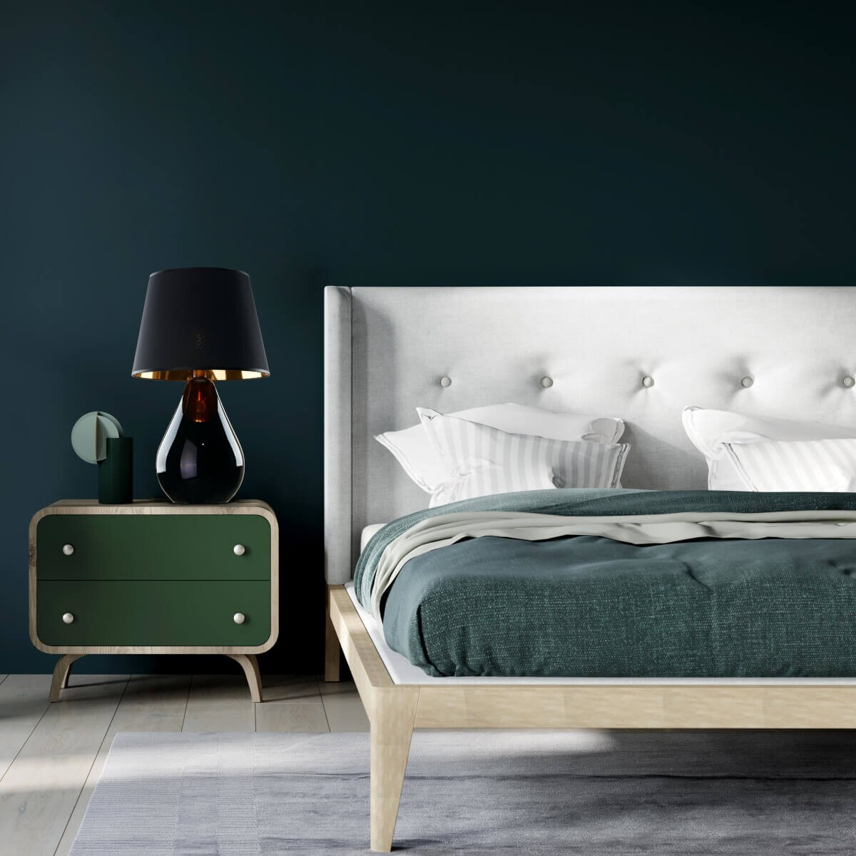 Klasycza lampka nocna LACRIMA 5454 TK Lighting tkaninowa czarna złota