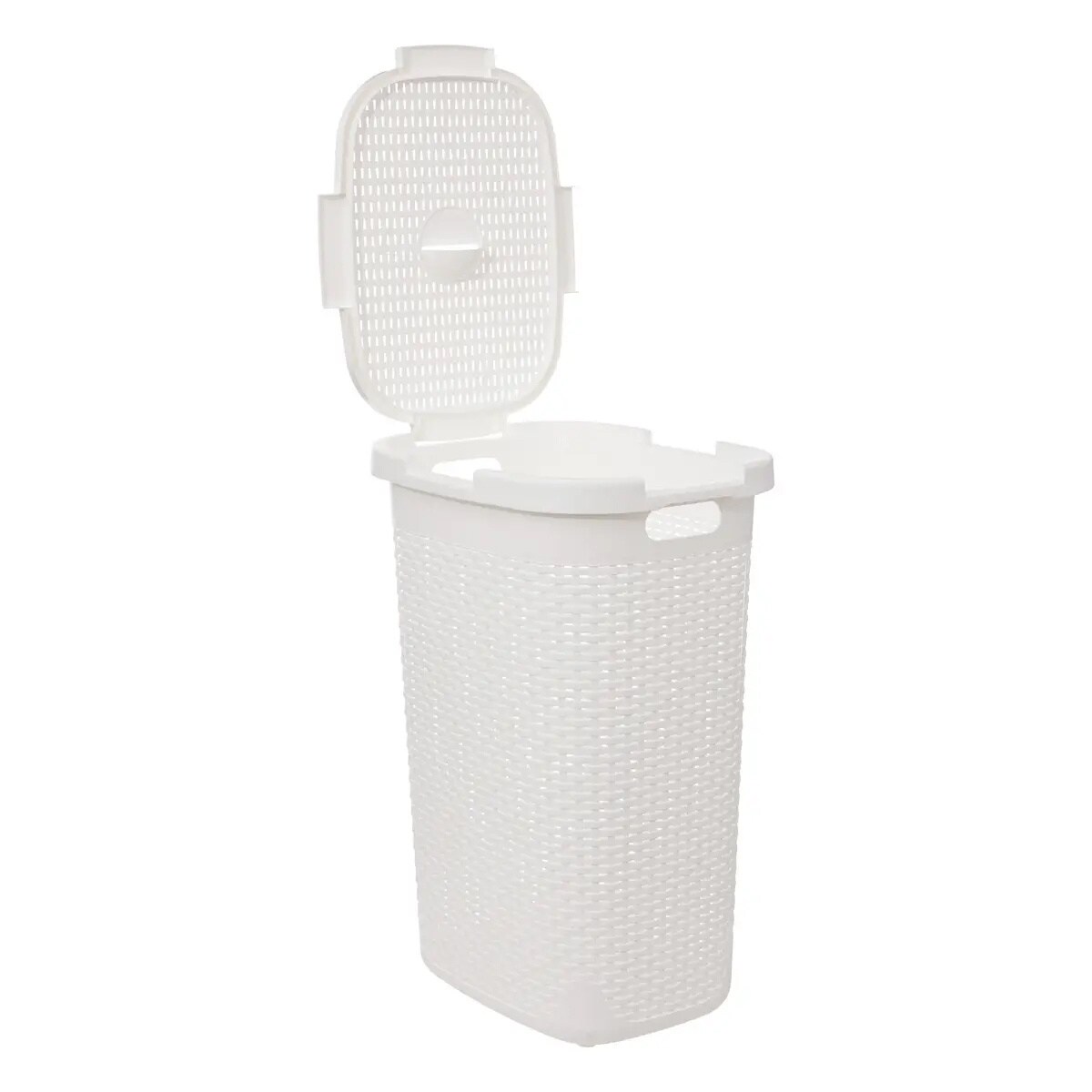 Wysoki kosz na pranie z plastiku, 60 l, kolor biały
