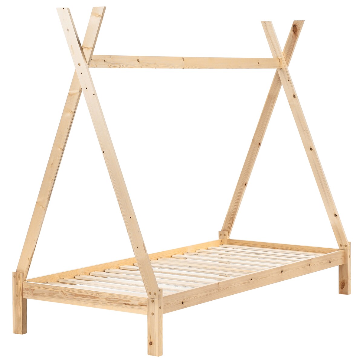 Łóżko dziecięce Tipi Drewno sosnowe DEVAY 90 x 200 cm Jasnobrązowy