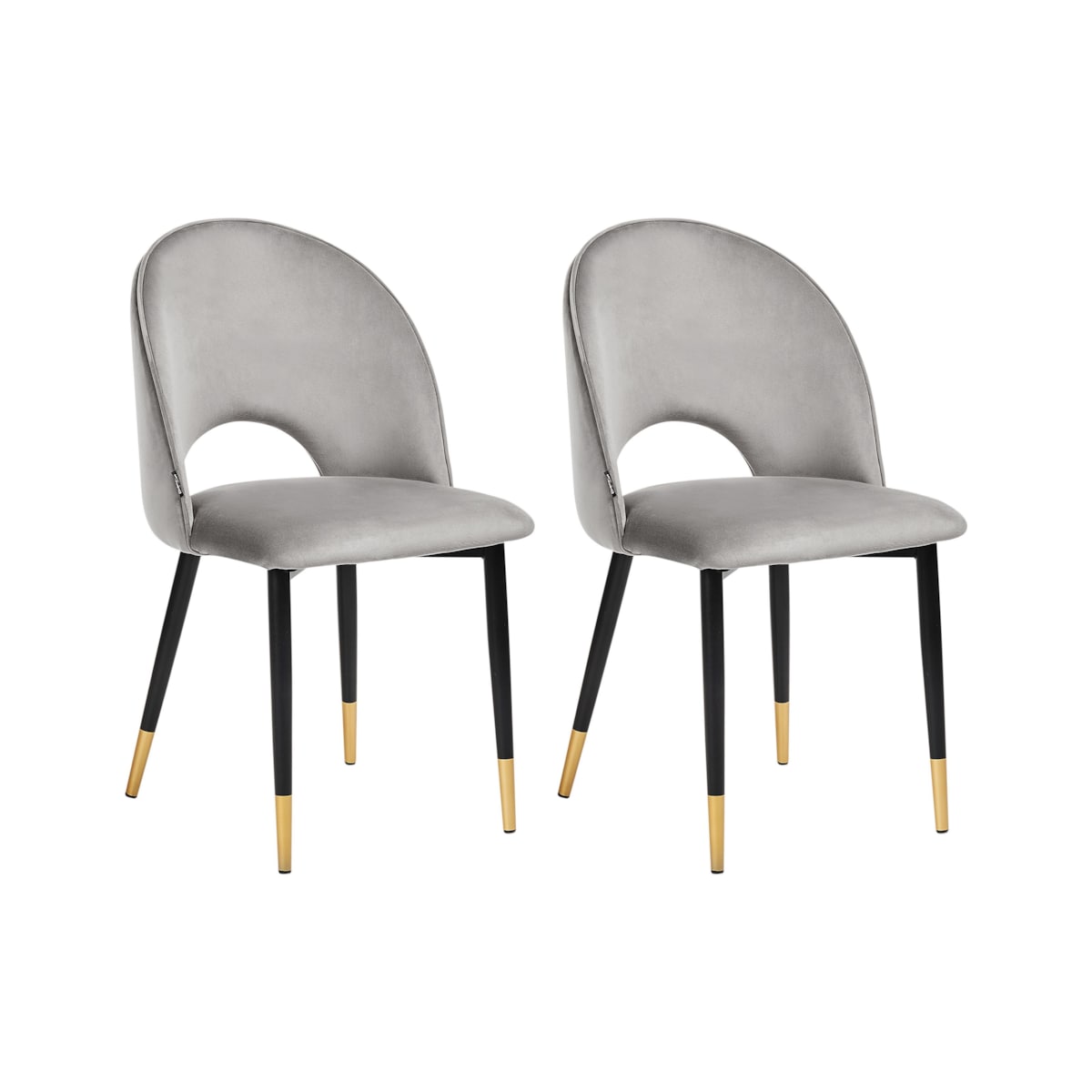 Zestaw 2 krzeseł do jadalni MAGALIA Welur Szary