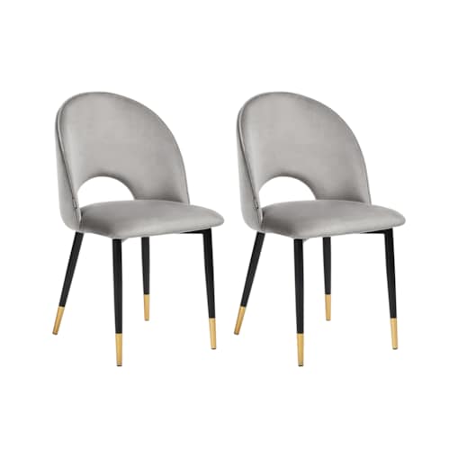 Zestaw 2 krzeseł do jadalni MAGALIA Welur Szary