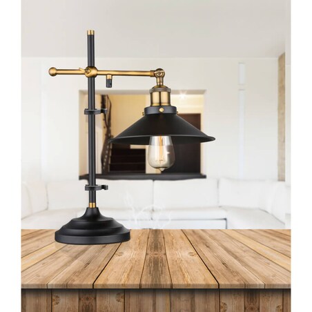 Stojąca LAMPKA biurkowa LENIUS 15053T Globo industrialna LAMPA stołowa loft czarna